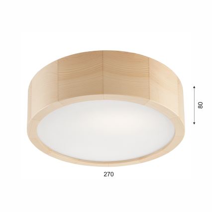 Plafoniera NATURAL 1xE27/60W/230V ø 27 cm pino