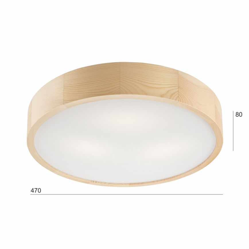 Plafoniera NATURAL 3xE27/60W/230V ø 47 cm pino