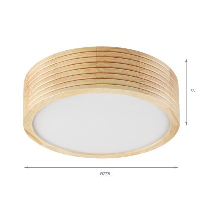 Plafoniera NATURAL MODERN SLIM 1xE27/15W/230V Ø 27,5 cm pino