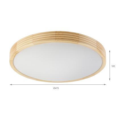 Plafoniera NATURAL MODERN SLIM 3xE27/15W/230V, Ø 47,5 cm, finitura pino