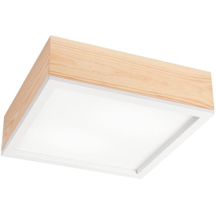 Plafoniera NATURAL SQUARE 2xE27/15W/230V 31x31 cm pino/bianco