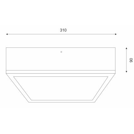 Plafoniera NATURAL SQUARE 2xE27/15W/230V 31x31 cm pino/bianco