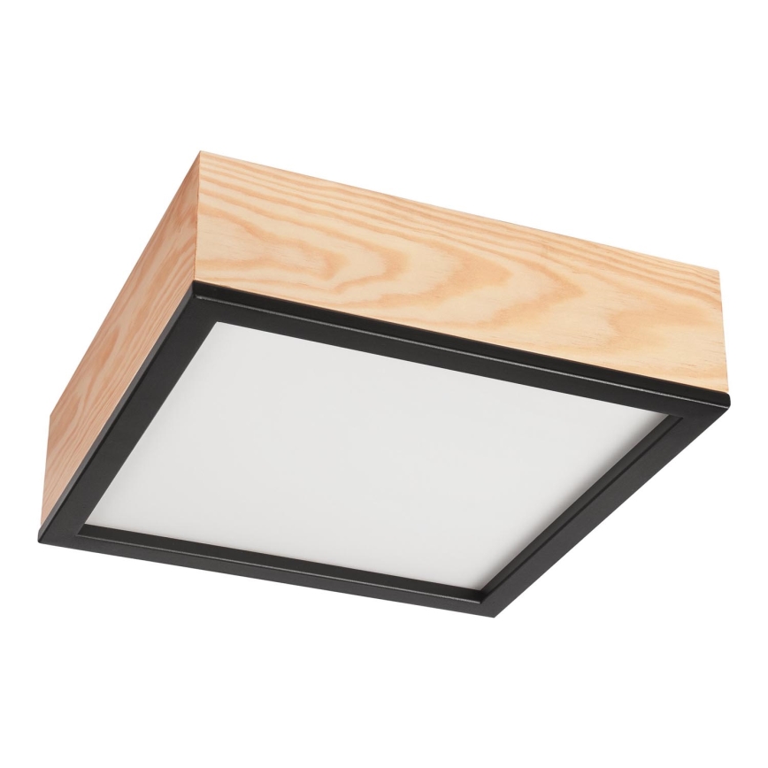 Plafoniera NATURAL SQUARE 2xE27/15W/230V 31x31 cm pino/nero