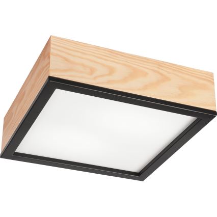 Plafoniera NATURAL SQUARE 2xE27/15W/230V 31x31 cm pino/nero