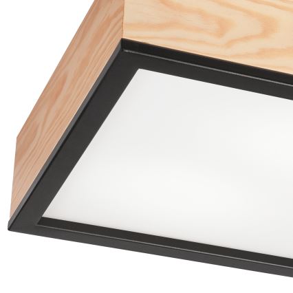 Plafoniera NATURAL SQUARE 2xE27/15W/230V 31x31 cm pino/nero