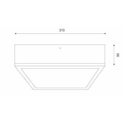 Plafoniera NATURAL SQUARE 2xE27/15W/230V 31x31 cm pino/nero