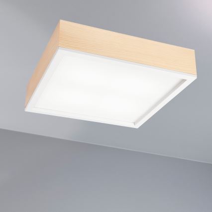 Plafoniera NATURAL SQUARE 4xE27/15W/230V 39x39 cm pino/bianco