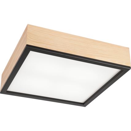 Plafoniera NATURAL SQUARE 4xE27/15W/230V 39x39 cm pino/nero