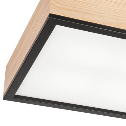 Plafoniera NATURAL SQUARE 4xE27/15W/230V 39x39 cm pino/nero