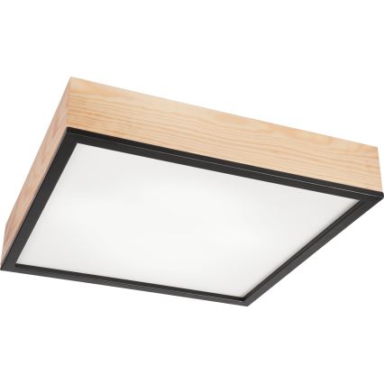 Plafoniera NATURAL SQUARE 4xE27/15W/230V 48x48 cm pino/nero