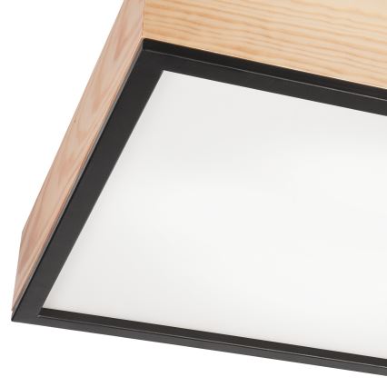 Plafoniera NATURAL SQUARE 4xE27/15W/230V 48x48 cm pino/nero