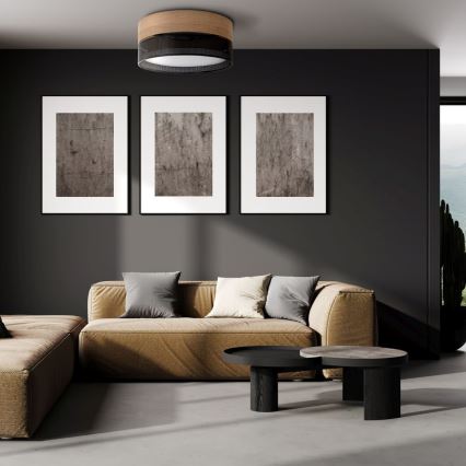 Plafoniera NICOL 4x E27 / 15 W / 230 V, Ø 50 cm, impiallacciatura nera