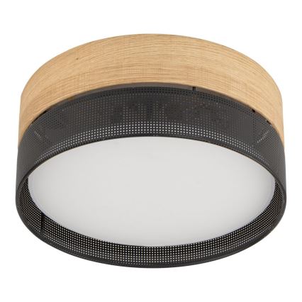 Plafoniera NICOL 4x E27 / 15 W / 230 V, Ø 50 cm, impiallacciatura nera