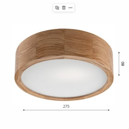 Plafoniera OAK 1xE27/60W/230V quercia ø 27,5 cm