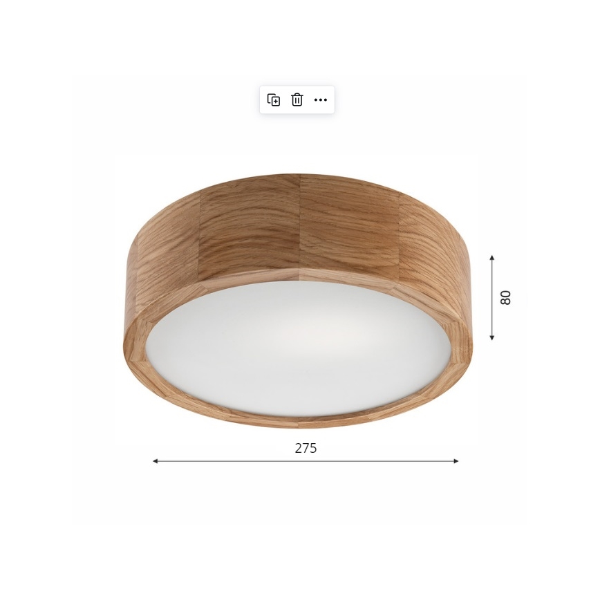 Plafoniera OAK 1xE27/60W/230V quercia ø 27,5 cm