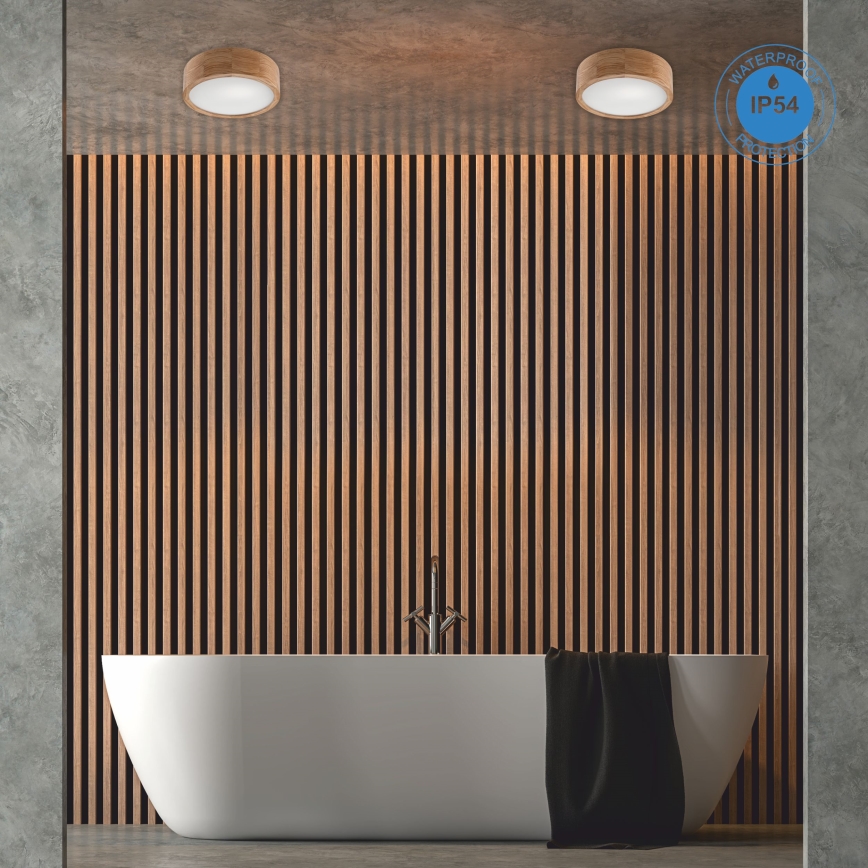 Plafoniera da bagno OAK 2xE27/15W/230V IP54 quercia ø 27 cm