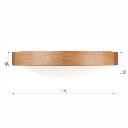 Plafoniera OAK SLIM 2xE27/60W/230V quercia ø 37 cm - FSC certificato