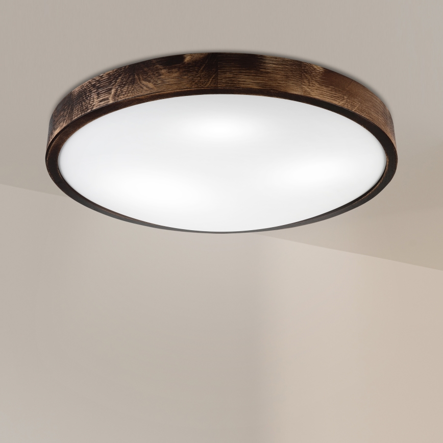 Plafoniera OAK SLIM 3xE27/15W/230V Ø 47 cm rovere/marrone scuro