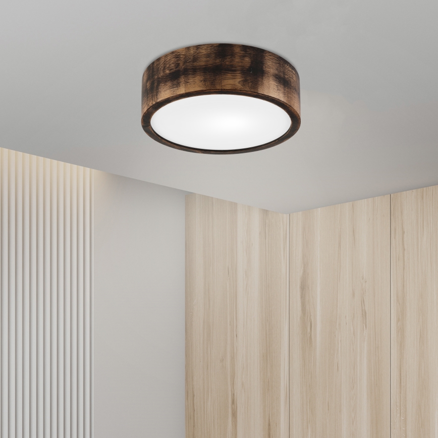 Plafoniera OAK SMOKY 1xE27/15W/230V ø 27,5 cm quercia/marrone scuro
