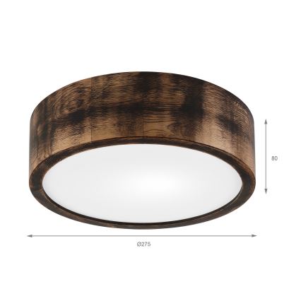 Plafoniera OAK SMOKY 1xE27/15W/230V ø 27,5 cm quercia/marrone scuro