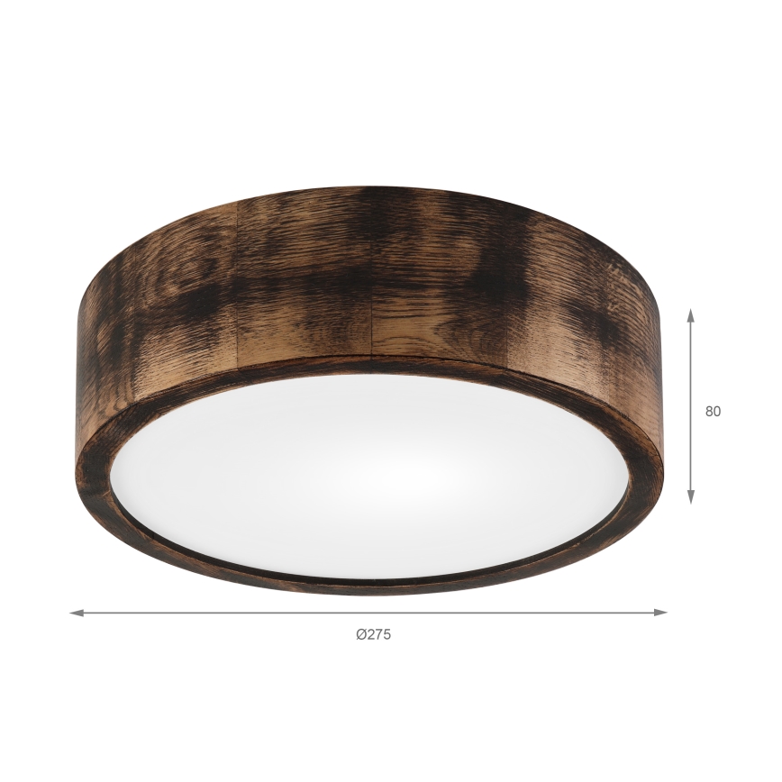 Plafoniera OAK SMOKY 1xE27/15W/230V ø 27,5 cm quercia/marrone scuro