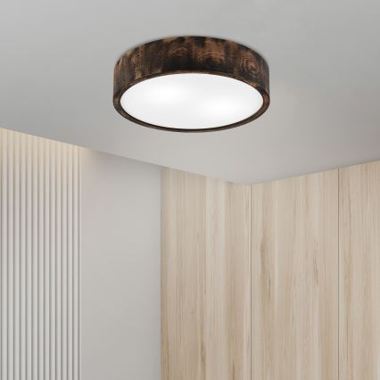 Plafoniera OAK SMOKY 2xE27/15W/230V ø 37,5 cm quercia/marrone scuro