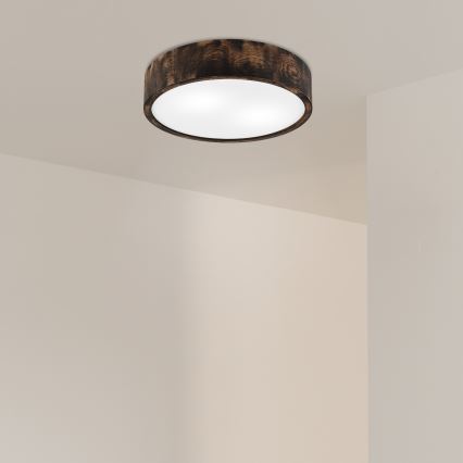 Plafoniera OAK SMOKY 2xE27/15W/230V ø 37,5 cm quercia/marrone scuro