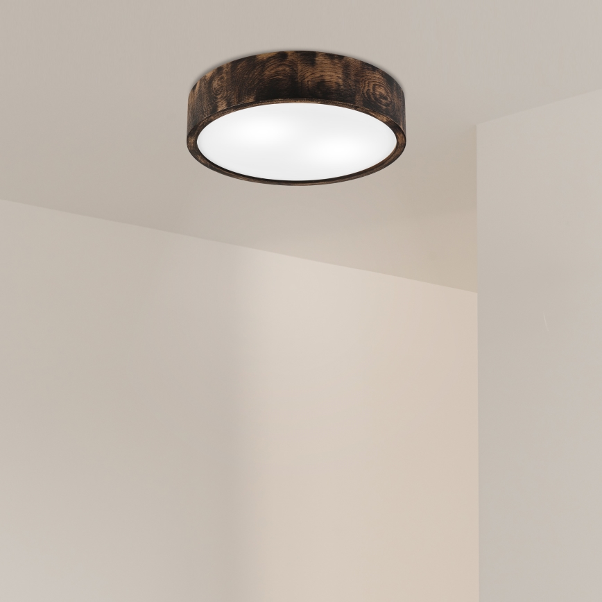 Plafoniera OAK SMOKY 2xE27/15W/230V ø 37,5 cm quercia/marrone scuro