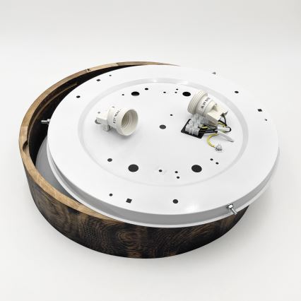 Plafoniera OAK SMOKY 2xE27/15W/230V ø 37,5 cm quercia/marrone scuro