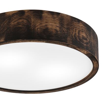 Plafoniera OAK SMOKY 2xE27/15W/230V ø 37,5 cm quercia/marrone scuro