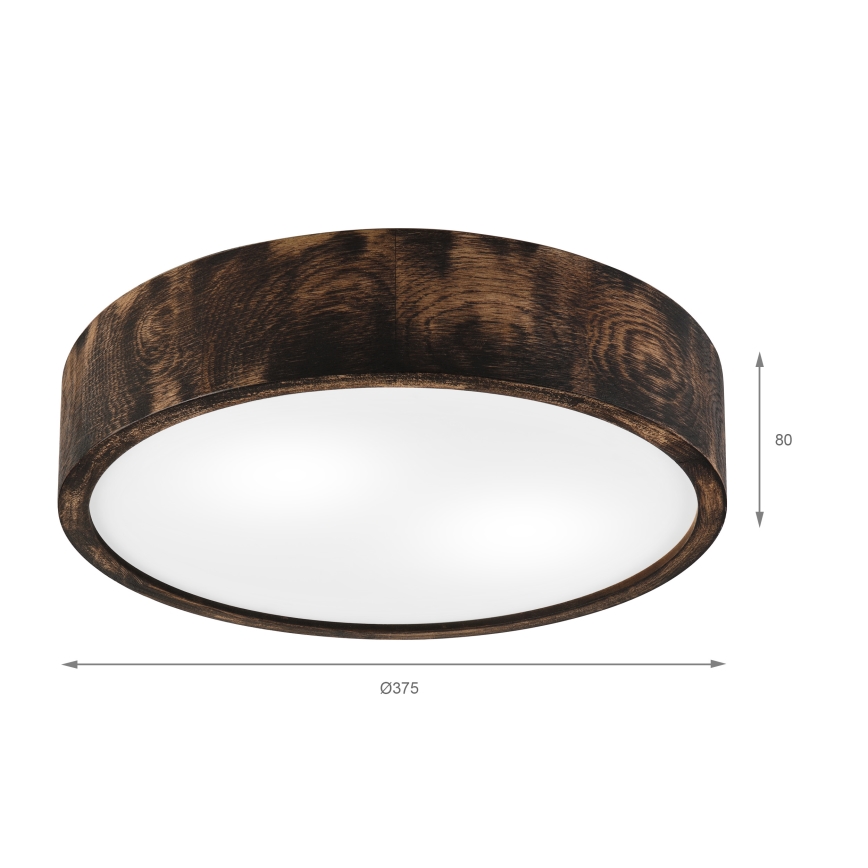 Plafoniera OAK SMOKY 2xE27/15W/230V ø 37,5 cm quercia/marrone scuro