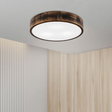 Plafoniera OAK SMOKY 3xE27/15W/230V ø 47,5 cm quercia/marrone scuro