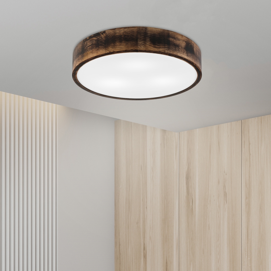 Plafoniera OAK SMOKY 3xE27/15W/230V ø 47,5 cm quercia/marrone scuro