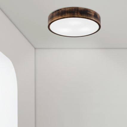 Plafoniera OAK SMOKY 3xE27/15W/230V ø 47,5 cm quercia/marrone scuro