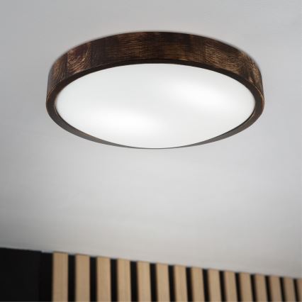 Plafoniera OAK SMOKY SLIM 2xE27/15W/230V Ø 37 cm rovere/marrone scuro
