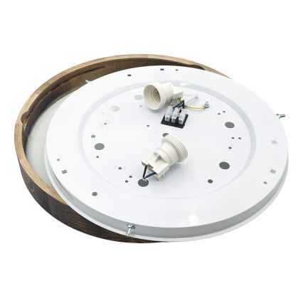 Plafoniera OAK SMOKY SLIM 2xE27/15W/230V Ø 37 cm rovere/marrone scuro