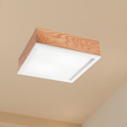 Plafoniera OAK SQUARE 2xE27/15W/230V 31x31 cm quercia/bianco