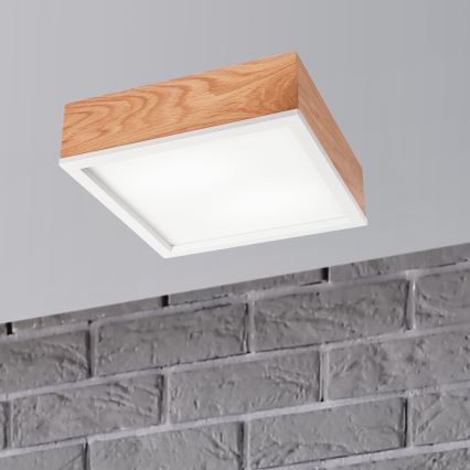 Plafoniera OAK SQUARE 2xE27/15W/230V 31x31 cm quercia/bianco