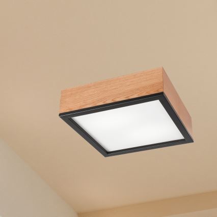 Plafoniera OAK SQUARE 2xE27/15W/230V 31x31 cm quercia/nero