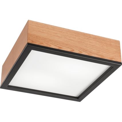 Plafoniera OAK SQUARE 2xE27/15W/230V 31x31 cm quercia/nero