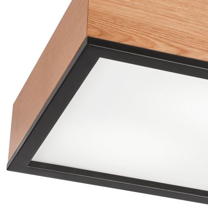 Plafoniera OAK SQUARE 2xE27/15W/230V 31x31 cm quercia/nero