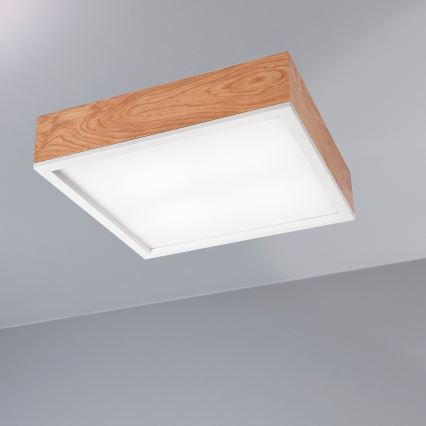 Plafoniera OAK SQUARE 4xE27/15W/230V 39x39 cm quercia/bianco