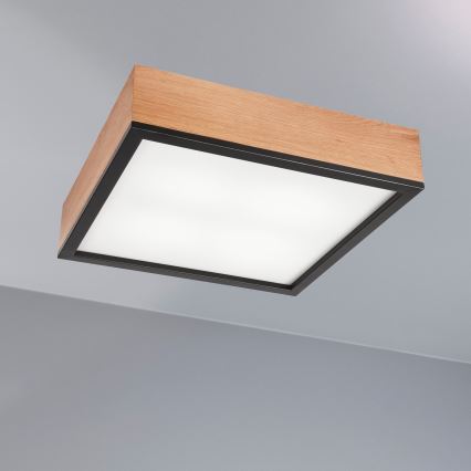 Plafoniera OAK SQUARE 4xE27/15W/230V 39x39 cm quercia/nero