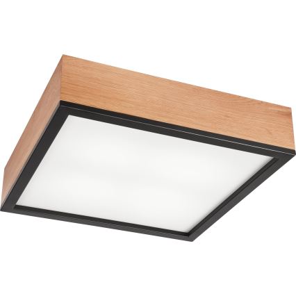 Plafoniera OAK SQUARE 4xE27/15W/230V 39x39 cm quercia/nero