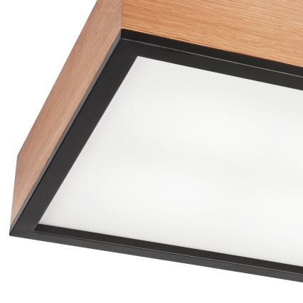 Plafoniera OAK SQUARE 4xE27/15W/230V 39x39 cm quercia/nero