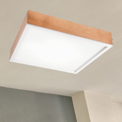 Plafoniera OAK SQUARE 4xE27/15W/230V 48x48 cm quercia/bianco