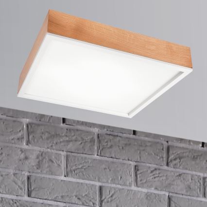 Plafoniera OAK SQUARE 4xE27/15W/230V 48x48 cm quercia/bianco