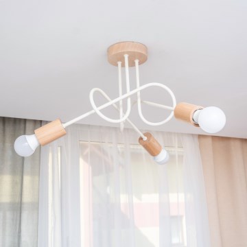Plafoniera OXFORD 3xE27/15W/230V, finitura pino/crema