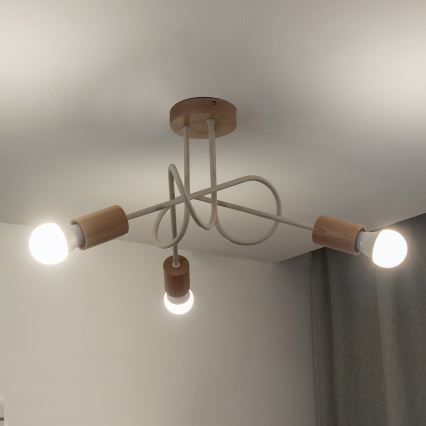 Plafoniera OXFORD 3xE27/15W/230V, finitura pino/crema