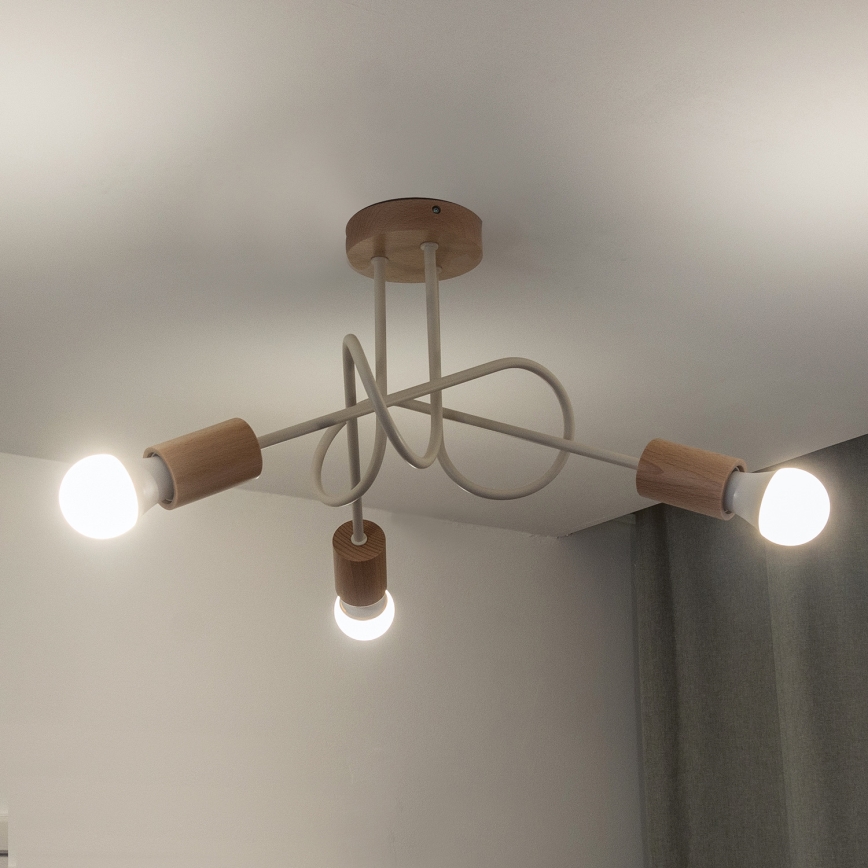 Plafoniera OXFORD 3xE27/15W/230V, finitura pino/crema